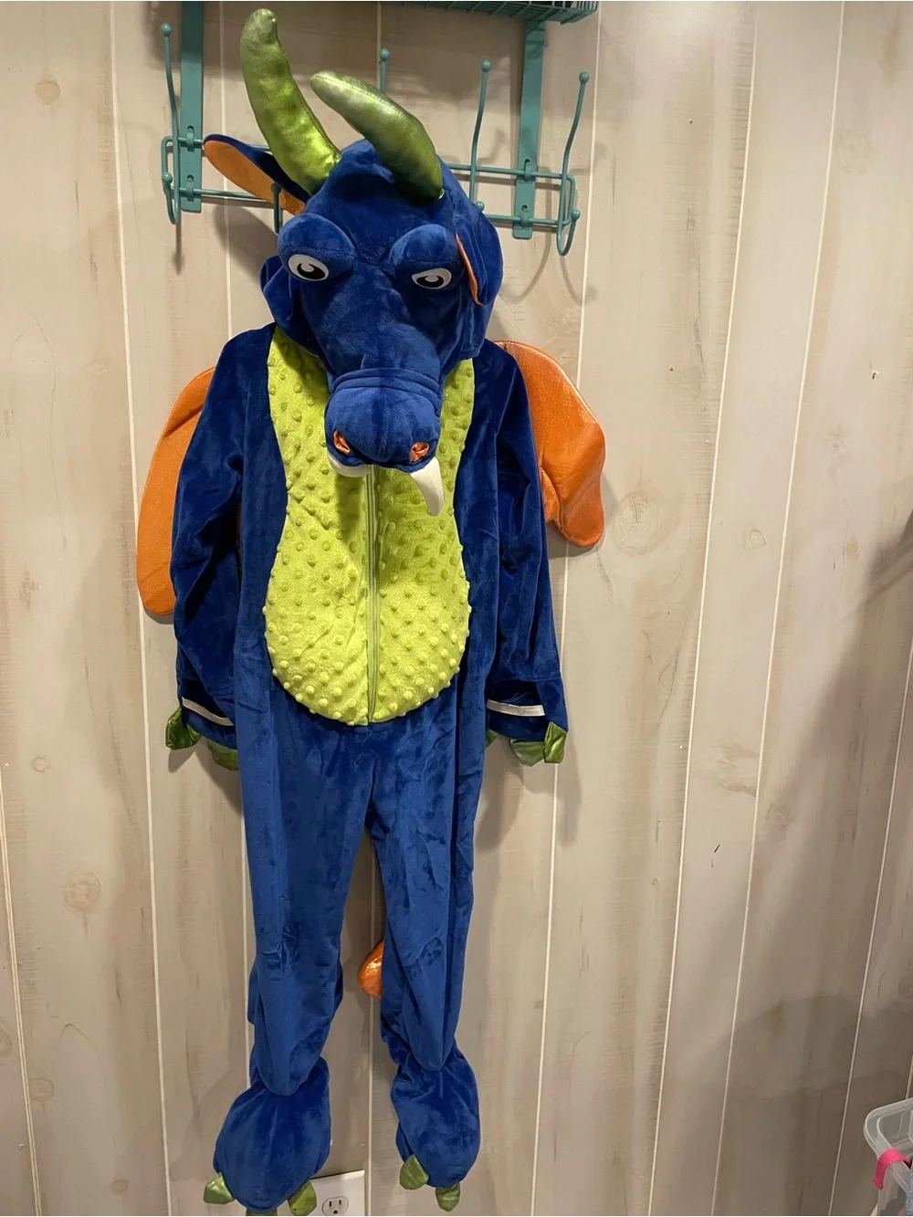 Cute kids 5t dragon plush halloween costume soft zip front
